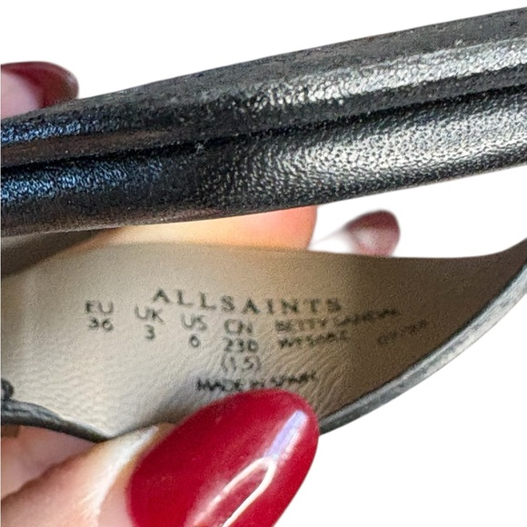 AllSaints BETTY SQUARE TOE LEATHER HEELED SANDALS ankle strap sz 6 NWOB - Picture 14 of 16